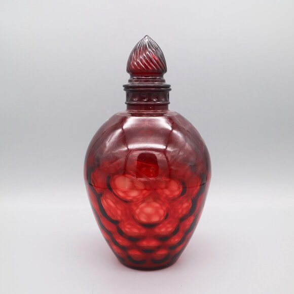 Vintage Wheaton Ruby Glass Reverse Honeycomb Decanter w/ Stopper in Ruby Red - Picture 1 of 6